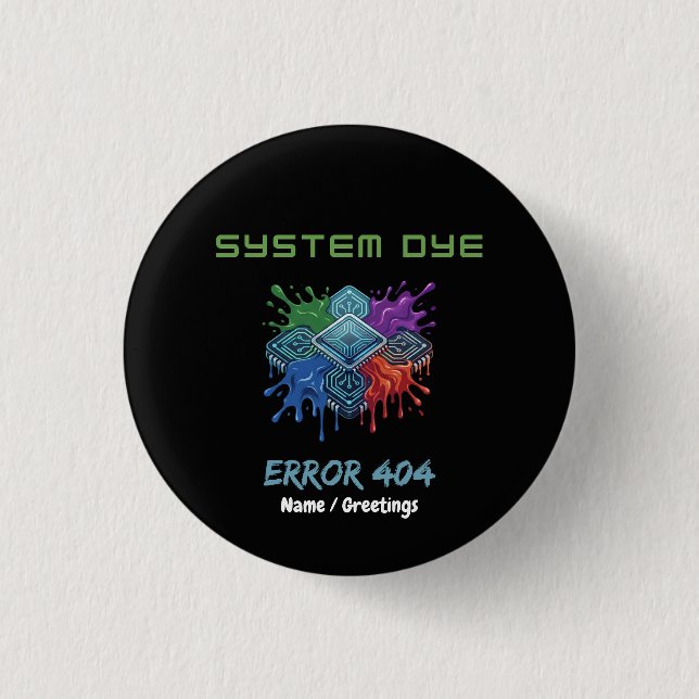 System-Farbfehler 404 Tech-Glitch-Mikrochip-Grafik Button (Vorderseite)