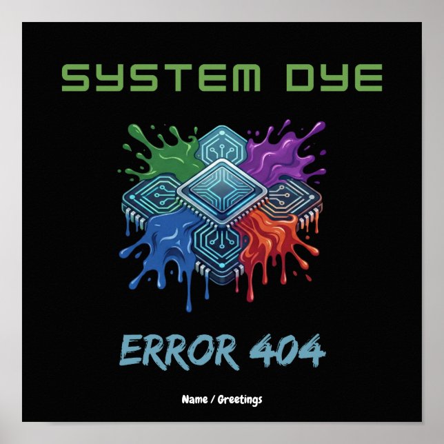 System-Farbfehler 404 Tech-Störung Microchip-Grafi Poster (Vorne)