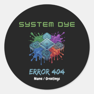 System-Farbfehler 404 Tech-Störung Microchip Grafi Runder Aufkleber