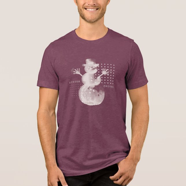 System Frozen Glitch Halftone Snowman Tech T-Shirt Tri-Blend Shirt (Vorderseite)