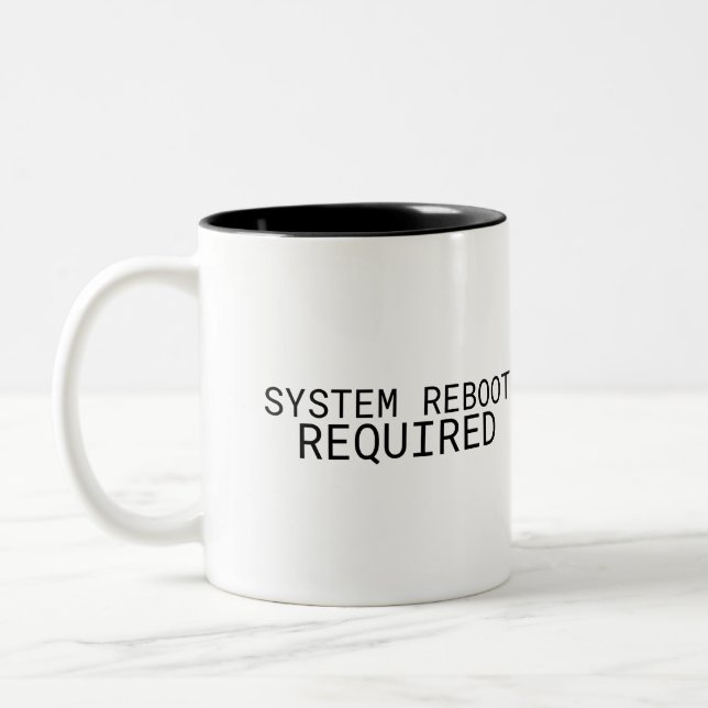 System Reboot Required Minimalist  Zweifarbige Tasse (Links)