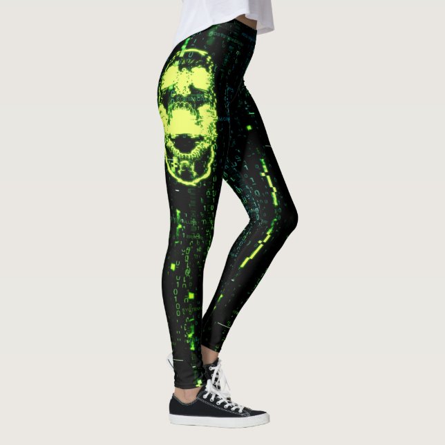 Systemfehler Cyberpunk Screening Skull Green Leggings (Rechts)