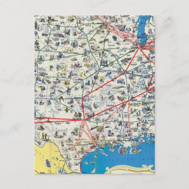 Systemkarte für American Airlines Postkarte (Vorderseite)