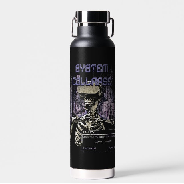 Systemkollaps - Techno-Dystopian Streetwear Trinkflasche (Vorne)