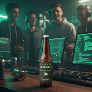 Systemwarnung Hacker-Junggesellenabschied-Bieretik Bierflaschenetikett