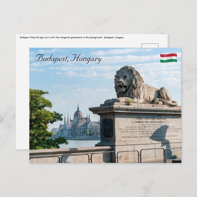 Széchenyi Kettenbrücke und Parlament von Budapest Postkarte (Vorne/Hinten)