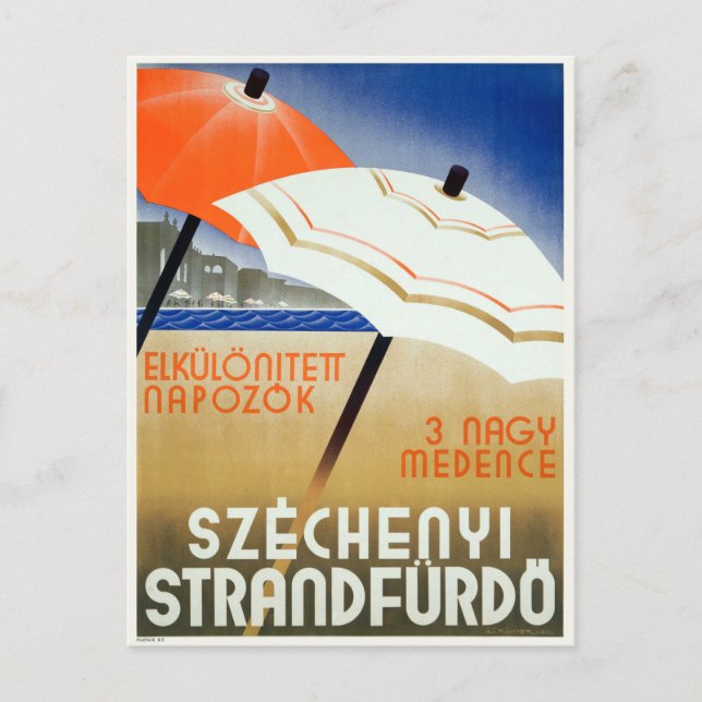 Széchenyi Strandfürdő Ungarn Vintag Postkarte (Vorderseite)