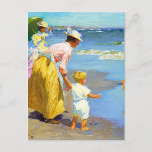 Szene am Strand von Edward Henry Potthast Postkarte (Vorderseite)