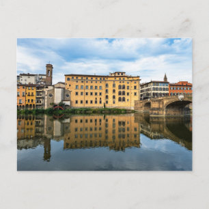 Szene an den Ufern des Arno-Flusses in Florenz, Feiertagspostkarte