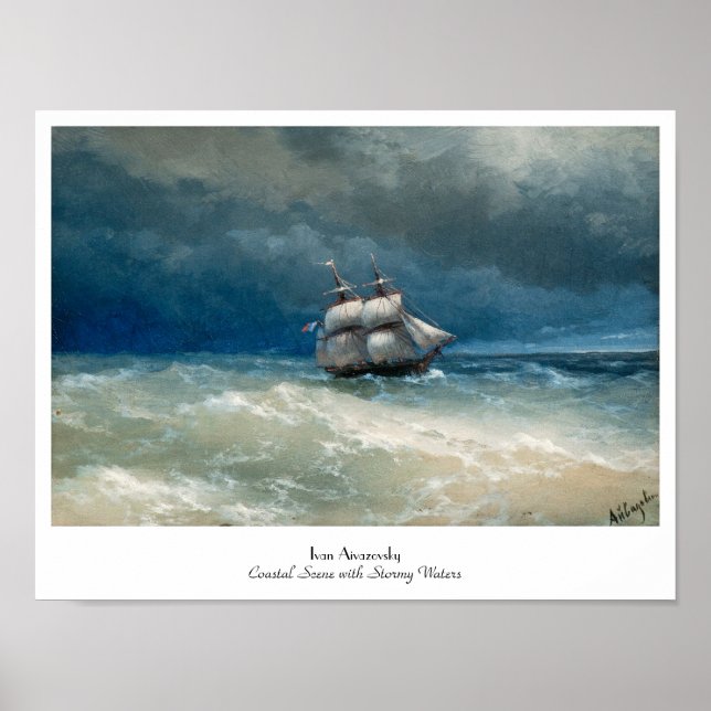 Szene an der Küste mit Stormy Waters Ivan Aivazovs Poster (Vorne)