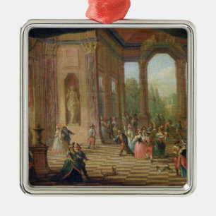 Szene an einem Maskenball Silbernes Ornament