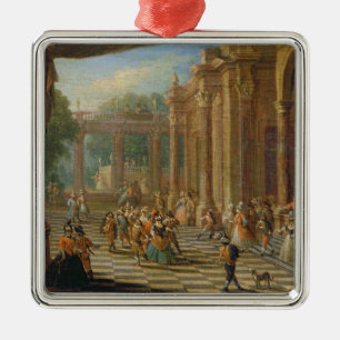Szene an einem Maskenball Silbernes Ornament