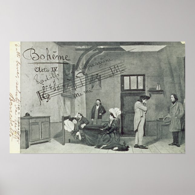 Szene aus dem Akt IV der Oper "La Boheme" Poster (Vorne)