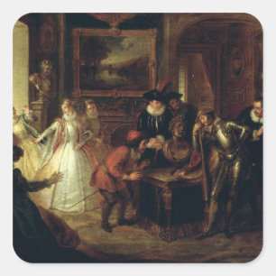 Szene aus "Don Quixote de la Mancha" Quadratischer Aufkleber