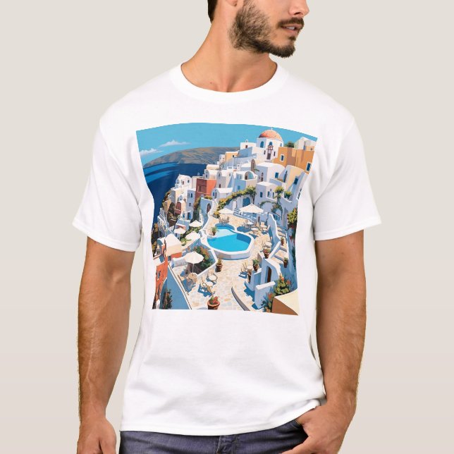 Szene aus Santorini Griechenland T-Shirt (Vorderseite)