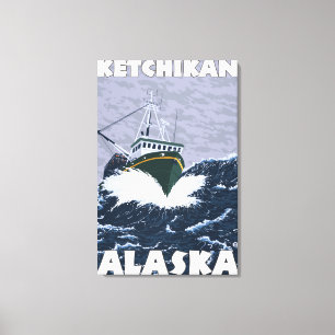 Szene der Fischerboote - Ketchikan, Alaska Leinwanddruck