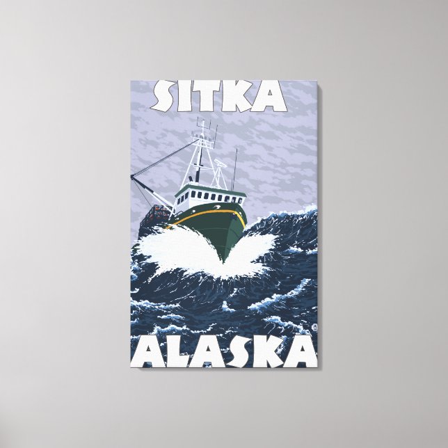 Szene der Fischerboote - Sitka, Alaska Leinwanddruck (Vorderseite)