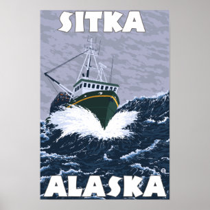 Szene der Fischerboote - Sitka, Alaska Poster