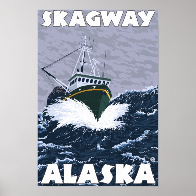 Szene der Fischerboote - Skagway, Alaska Poster (Vorne)