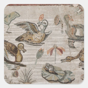 Szene der Wasservögel auf dem Nil, Haus von Faun Quadratischer Aufkleber