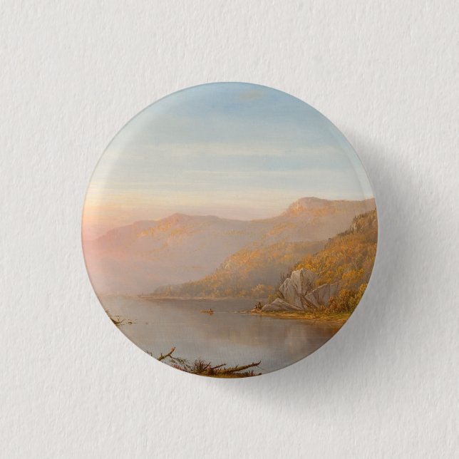 Szene des Berges River (Herbst des Hudson) Button (Vorderseite)