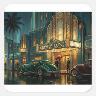 Szene im Art Deco-Stil der 1930er Jahre Halfhyde L Quadratischer Aufkleber