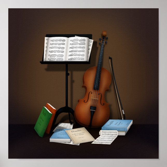 Szene mit Cello & Music Stand Poster (Vorne)