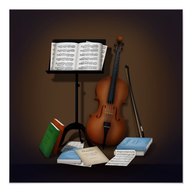 Szene mit Cello & Music Stand Poster (Vorderseite)