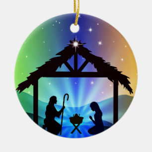 Szene mit Joseph und Mary Keramik Ornament