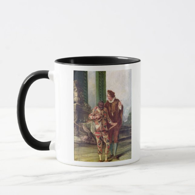 Szene von der Commedia dell'Arte Tasse (Links)