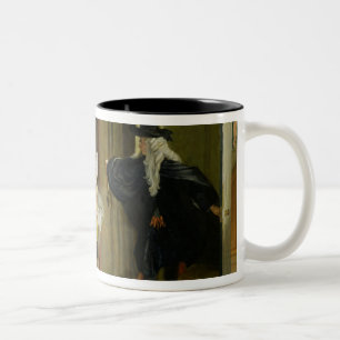 Szene von "Le Malade Imaginaire" durch Moliere Zweifarbige Tasse