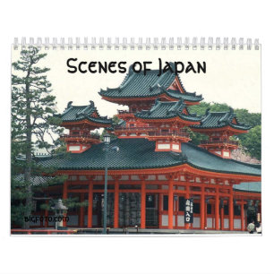 Szenen 12-monatigen Kalenders Japans Kalender