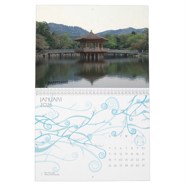 Szenen 12-monatigen Kalenders Japans Kalender (Jan 2026)