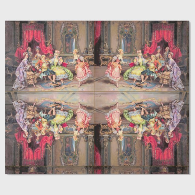 Szenen-Antike des 18. JahrhundertsVintag Geschenkpapier (Flach)