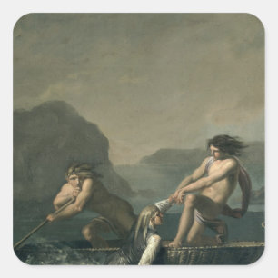 Szenen aus 'Niels Klims unterirdischer Reise' Quadratischer Aufkleber