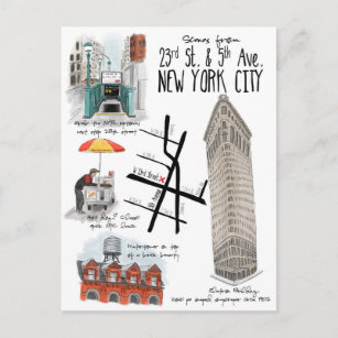 Szenen der 23. und 5. Ave New York City Postcard Postkarte