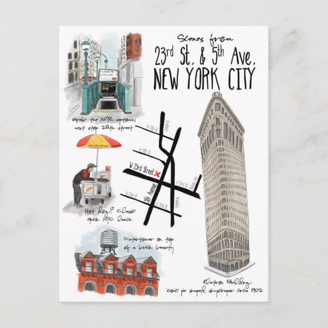 Szenen der 23. und 5. Ave New York City Postcard Postkarte (Vorderseite)