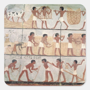 Szenen der Aussaat aus dem Grab von Unsou Quadratischer Aufkleber