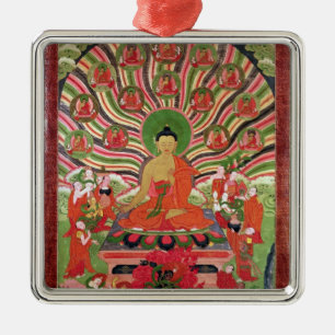 Szenen vom Leben von Buddha Silbernes Ornament