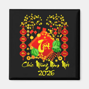 Tết 2026 chúc mừng năm mới Pferd vietnamesisches M Magnet