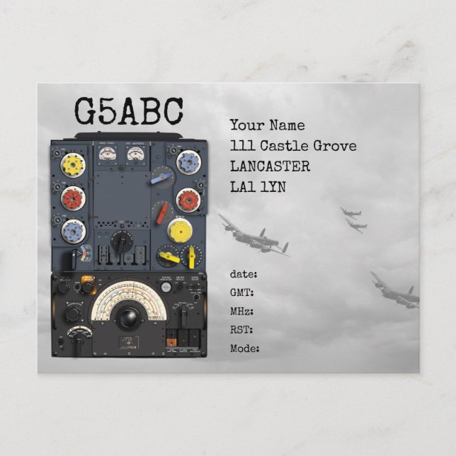 T1154 R1155 Avro Lancaster Bomber WWII Radio QSL Postkarte (Vorderseite)