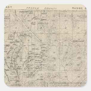 T1415S R2829E Tulare Landkreis Abschnitt Karte Quadratischer Aufkleber
