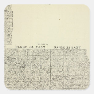 T1820S R3236E Tulare County Abschnitt-Karte Quadratischer Aufkleber