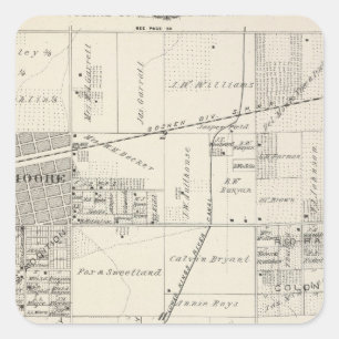 T19S R20E Abschnitt-Karte Nes 1/4 Tulare County Quadratischer Aufkleber