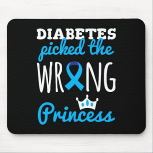 T1D Awarcess Girls Diabetic Blue Ribbon Mousepad