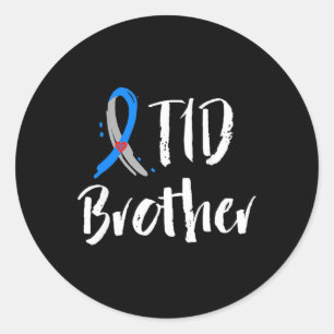 T1d Bruder Typ 1 Diabetes Bewusstsein Blue Grau Ri Runder Aufkleber