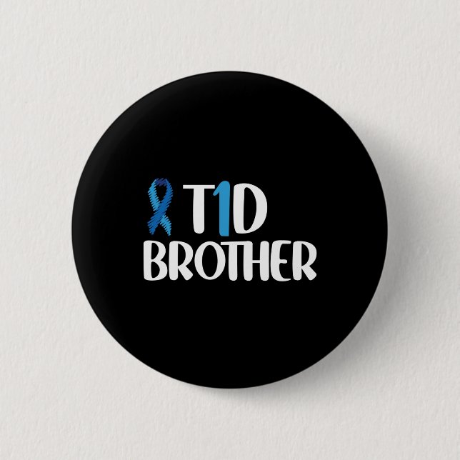 T1d Bruder Typ 1 Diabetes Bewusstsein Bruder Kinde Button (Vorderseite)