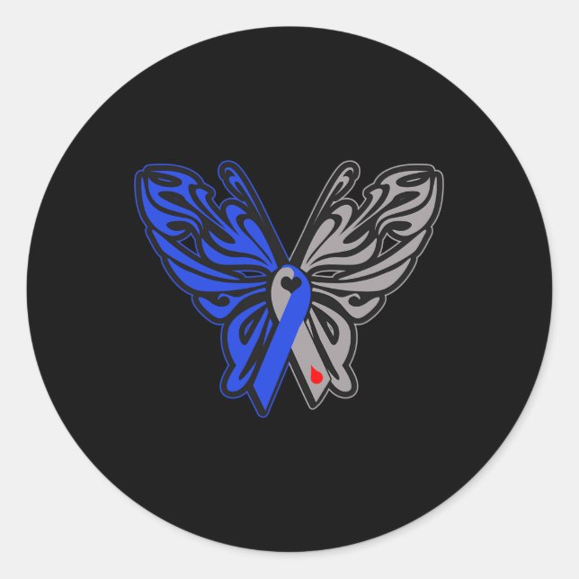 T1D Butterfly Typ 1 Diabetes-Sensibilisierungskett Runder Aufkleber (Vorderseite)