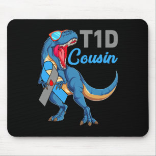 T1d Cousin Typ 1 Diabetes Awareness Month Dinosau Mousepad