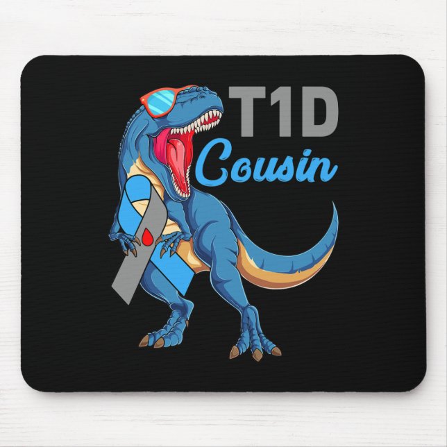 T1d Cousin Typ 1 Diabetes Awareness Month Dinosau Mousepad (Vorne)